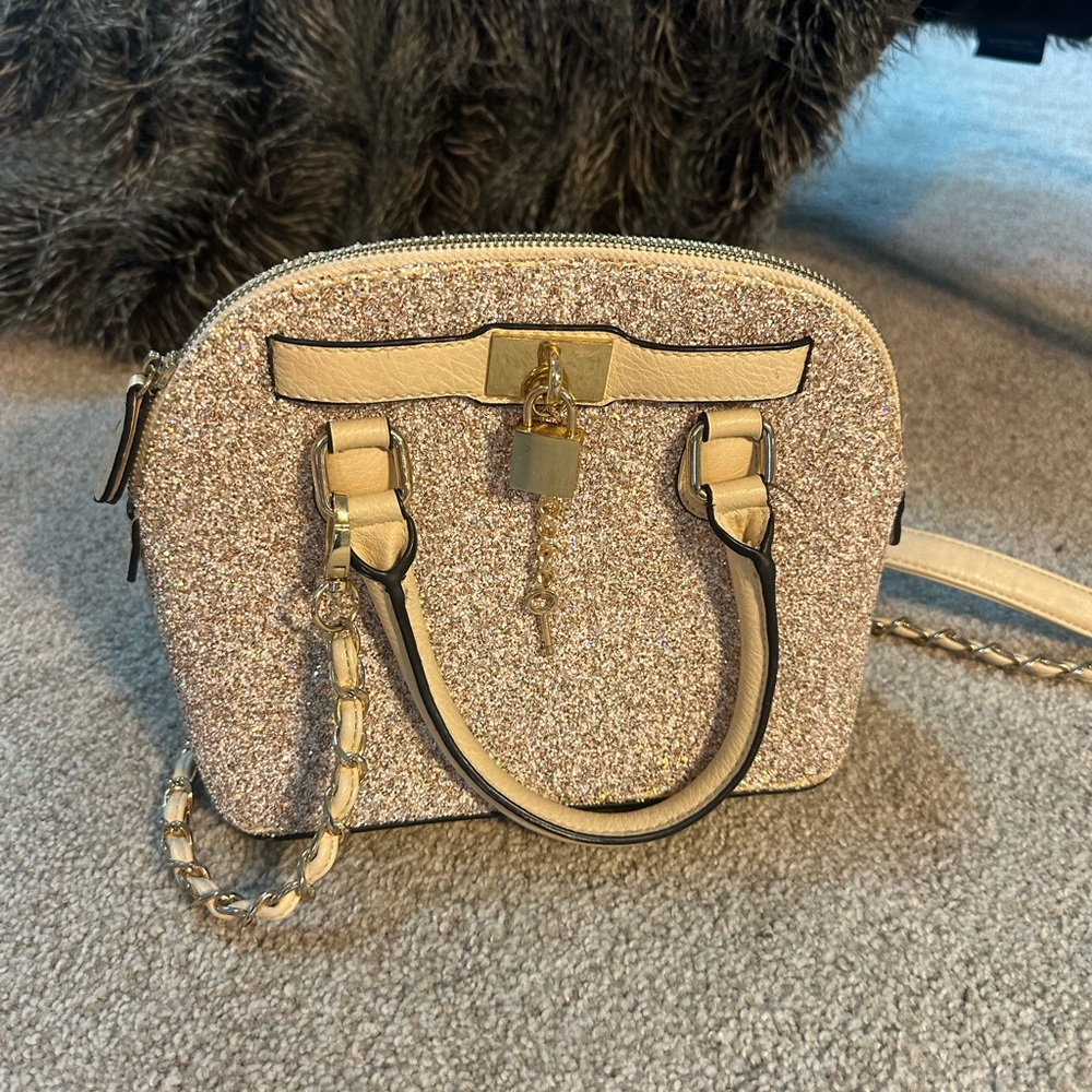Aldo Cream Glitter Crossbody Bag